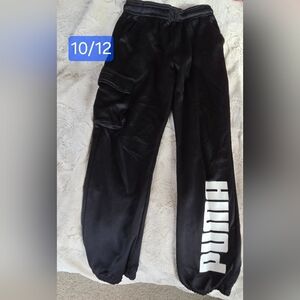 Stylish Black PUMA Sweatpants with Bold White Lettering